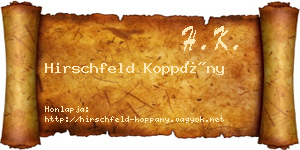 Hirschfeld Koppány névjegykártya